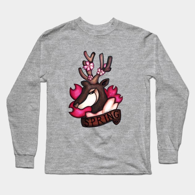 Deer (Spring) Long Sleeve T-Shirt by brigillustration